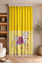 Polka Dot and Striped Digital Printed Single Wing Background Curtain with Spotted Horse Figure (Includes Throw Pillow as a Gift)