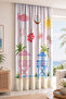Sea Themed Beach Hut Palm Tree Sun Seashell Patterned Digital Printed Single Wing Background Curtain (K - 3