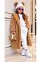 Girls' Plush Teddy Coat and Track Suit Set (5 Pieces, Including Bag and Beanie)