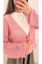 Tied Knit Cardigan - Ers - Pink - 2