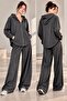 Women's Draped Modal Fabric Hooded Zippered Raglan Sleeve Two-Piece Set Zg3535 - 3