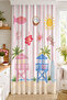 Sea Themed Beach Hut Palm Tree Sun Seashell Patterned Digital Printed Single Wing Background Curtain (K - 2