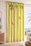 Lemon and Green Leaf Patterned Striped Digital Printed Single Wing Background Curtain (with Throw Pillow as a Gift) - 2