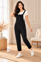 Plnl6160 – Knitted Fabric Salopet with Front Pockets - Black - 3