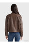Two Mt Shop Quality Lcw Everyday Brown Faux Leather Plain Loose & Baggy Women's Leather Look Jacket - 5
