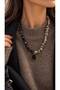 Women's Handmade Natural Stone Necklace Black Obsidian Dalmatian Jasper Special Design - 2