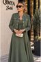 Women's snap long sleeve cardigan sleeveless v neck long basic dress with bouquet