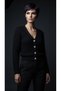 V-Neck Thessaloniki Knit Cardigan with Crystal Stone Buttons
