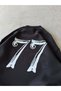 77 Printed Oversize 3 Thread Crew Neck Sweatshirt Black - 3