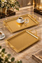 Luxury Set of 2 Stainless Steel Rectangular Trays – Patterned Serving and Presentation Tray, Non-Tarnishing, Non-Fading