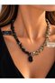 Women's Handmade Natural Stone Necklace Black Obsidian Dalmatian Jasper Special Design