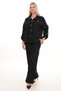 Pocket Detailed Gold Snap Button Chenille Denim Fabric Stylish Plus Size Top and Bottom Set