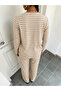 Women's Striped 3-Piece Set – Strappy Crop Blouse, Buttoned Cardigan, and Wide-Leg Pants - 4