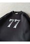 77 Printed Oversize 3 Thread Crew Neck Sweatshirt Black - 6