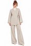 Beige Double-Breasted Tie-Dye Slim Ribbed Knitwear Set