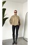 Women's Khaki Stand Collar Bomber Coat Oversize Loose Fit Zippered Buttoned Seasonal Coat - 3