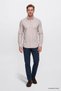 Men's Beige Cotton Soft Textured Flannel Slim Fit Slim Fit Button down Collar Shirt - 3