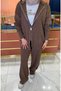 Double Zipper Knitwear Set Brown - 4