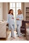 New Season Blue Double-Breasted Collar with Piping Detail Special Design Long Sleeve 100% Cotton Maternity Pajama Set 3-Piece Set - 8