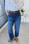 Premium Belted Carrot Cut Mom Jean Pants - Blue - 3