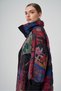 Plus Size Multicolor Patchwork Quilted Puffer Coat with High Collar - 4