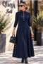 Buketli̇ Women's D Mock Neck and Two Side Snap Detail Steel Knitted Combed Cotton Knitwear Long Sleeve Long Dress - 6