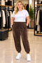 Women's Oversized Soft Velvet Elastic Leg Sweatpants with Pockets