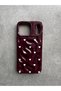 iPhone 18 Pro Max Compatible Burgundy Heart Wave 3D Glossy Phone Case with Camera Protection