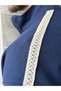Knitted Stripe Detailed Zippered Suit Navy Blue - 6