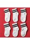 Girl'S/Boy's Set of 6 White College Striped Seamless Socks |   Soft Textured Sports Cotton Socks