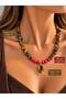 Women's Handmade Tiger's Eye and Coral Natural Stone Necklace with Tiger's Eye Pendant, Special Design