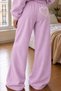 Women's Pink High Waist Elastic Pocketed Wide Leg Relaxed Fit Heart-Shaped Lace Detailed Three Yarn Cotton Fabric Pants - 4