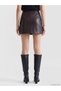 Alita City Farkıyla Xside Brown Faux Leather Straight Mini Women's Shorts Skirt - 4