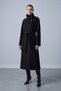 Belted Stand Collar Cashmere Coat Black 32526