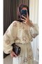 Floral Embroidered Skirt Set -3254 - Cream - 2