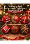 Set of 6 Mixed Patterned Christmas Balls – Red Green White Christmas Tree Decorations