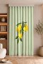 Watercolor Lemon and Leaf Motif Striped Kitchen Style Digital Printed Single Wing Background Curtain (Throw Pillow H - 3
