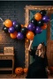 Halloween Mini Balloon Chain Set - 15 Pieces Latex + 5 Meter Balloon Chain (Black, Orange, Purple)
