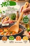 26 cm Natural Wooden Serving Ladle Wide Mouth Wooden Food and Serving Ladle Kitchen Utensil - 3
