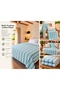 Multi-Purpose Cotton Pique Double Blanket – Striped Soft Textured Blue Navy Pique 240X220 cm