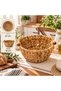 Wicker Hand-Knitted Round Basket Organizer with Wooden Handles - 2
