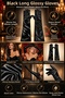 Black Long Shiny Gloves Women Opera over Elbow Christmas Halloween Halloween Bride - 3