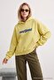 Lime Slogan Thick Fleece Lined Oversize/Wide Cut Hooded Knitted Sweatshirt Twoaw27Sw00170 - 2