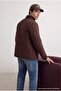 Brown Velvet Collared Seasonal Quilted Lined Inner Pocket Regular Fit Men's Coat Tmnaw27Mo00003 - 5