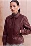 Brown Regular Fit Elastic Waist Faux Leather Jacket Coat Twoaw27Mo00023 - 2