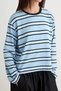 Açık Mavi Çizgili Regular/Normal Kalıp Pamuklu Örme T-Shirt TWOAW27TS00135 - 3