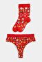 Red 2-Piece Cotton Blend Christmas Themed Thong Panties-Socks Thmaw27Ku00059 - 2