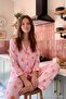 Pembe %100 Pamuklu Biyeli Kruvasan Desenli Örme Pijama Takımı THMAW27PT00100