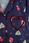 Navy Blue 100% Cotton Christmas Themed Knitted Pajama Set with Piping and Velvet Detail Thmaw27Pt00202 - 5
