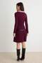 Burgundy Color Block Short / Mini Woven Garnished Polo Collar Knitwear Dress Twoaw27El00067 - 4